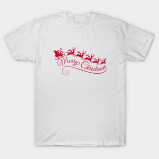 Merry Christmas card, Santa Claus with his sleigh T-Shirt